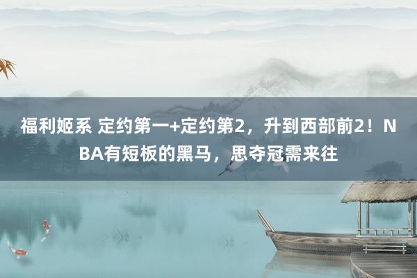 福利姬系 定约第一+定约第2，升到西部前2！NBA有短板的黑马，思夺冠需来往