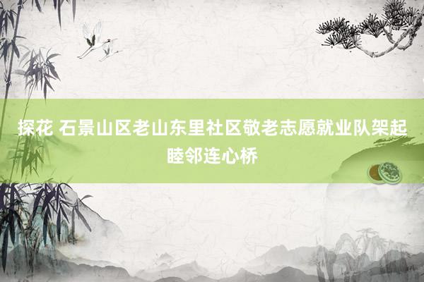 探花 石景山区老山东里社区敬老志愿就业队架起睦邻连心桥